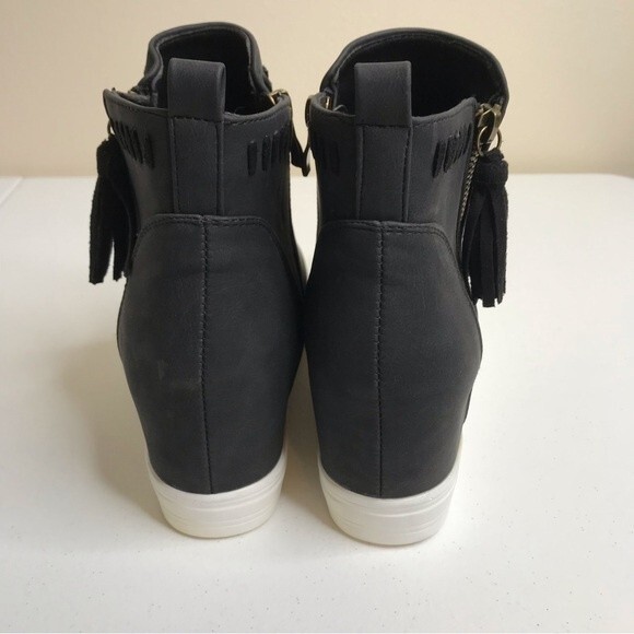CCOCCI Taylor Hidden Wedge Bootie Sneaker Tassel Zip Black Women Size 9 - Picture 4 of 15